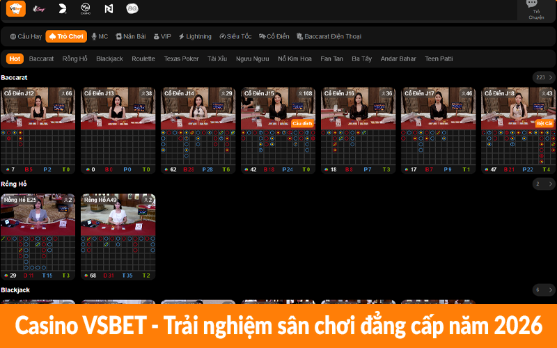 Casino VSBET – Trải nghiệm sân chơi đẳng cấp năm 2026 Casino VSBET - Trải nghiệm sân chơi đẳng cấp năm 2026