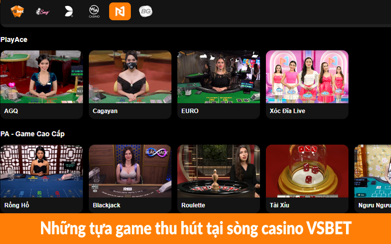 Những tựa game thu hút tại sòng casino VSBET Những tựa game thu hút tại sòng casino VSBET