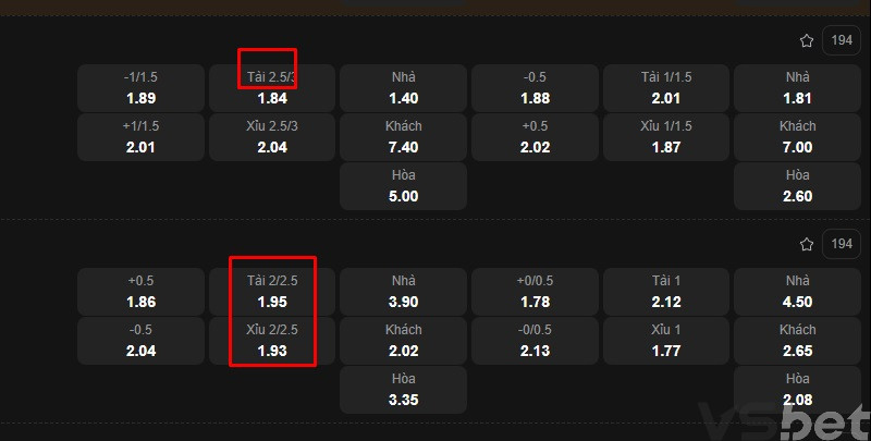 Tài Xỉu 2.5 trái Tài Xỉu 2.5 trái